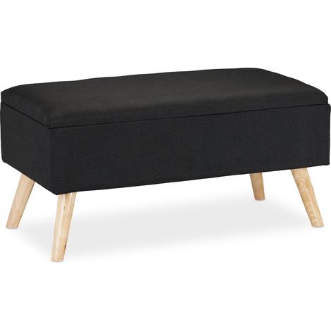 Panca portaoggetti in tessuto 39,5 x 79,5 x 39,5 cm seduta imbottita moderna ingresso in MDF nero 130008716