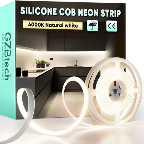 Ruban LED COB 2m Blanc Naturel 4000K Flexible Étanche IP65 Sans Driver pour Cuisine Salon Armoire Découpable (1/5)