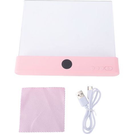 Wiederaufladbare, transparente Flachleselampe mit 3 Farben, Timer und einstellbarer Helligkeit, ideal zum Lesen bei Nacht. Individuell anpassbares Bedienfeld, vollflächige rosa Lampe. (1/5)