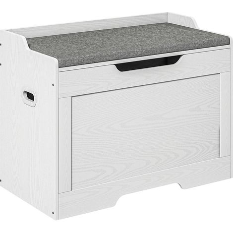 103 Liter Aufbewahrungstruhe mit Deckel, Sitzfläche, Sitztruhe mit Stauraum, abnehmbar Sitzkissen, für Wohnzimmer, Schlafzimmer, Weiß