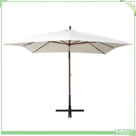 Parasol suspendu - FAFEICY - 42968 - 300x300 cm - Poteau latéral bois - Anti-UV (1/5)