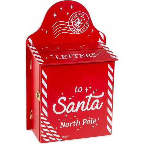 Boîtes aux lettres du Père Noël en bois à suspendre Letters To Santa North Pole, lot de 2, 20,5 x 10,5 x H. 32 cm