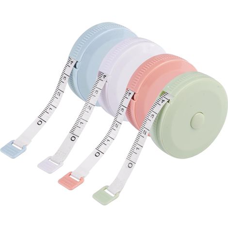 4 Pièces Metre Ruban Couture 2m pour Mesurer Longueur, Poitrine, Taille Rubans à Mesurer Rétractable et Portables, Souple Mètre Ruban Double Face à Double Echelle (Bleu, Rose, Blanc, Vert) (1/5)