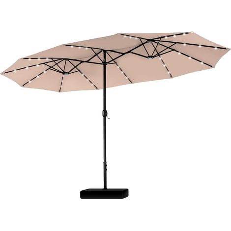 Parasol de balcon rectangulaire 450 x 270 cm avec support et LED (1/5)