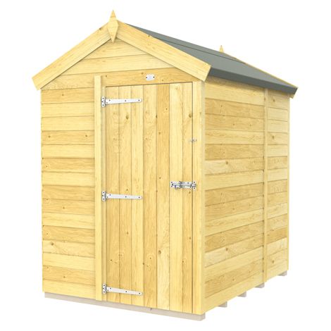 5 x 6 Feet Apex Shed - Single Door Without Windows - Wood - L187 x W147 x H217 cm