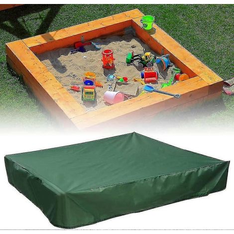 Bâche pour bac à sable 150x150 cm, imperméable, protection UV 70%, pour bac à sable Oxford avec cordon de serrage, verte (150x15 (1/5)