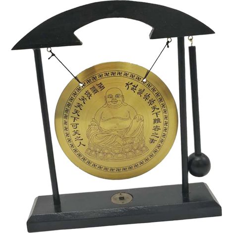 Gong - Laiton - Support En Bois - Pour Bureau Intérieur Ou Extérieur - Diamètre 12 Cm - Avec Maillet - Unité (1/5)