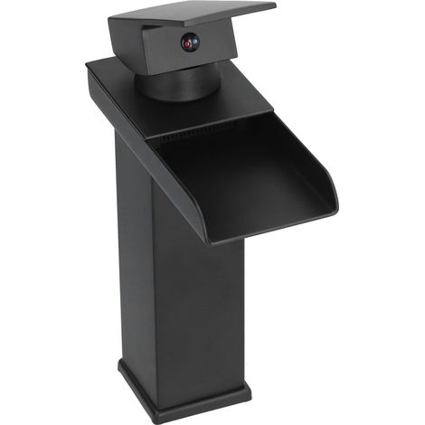 Mitigeur d'évier Noir G1/2, Robinet Eau Chaude Froide à Longue Poignée pour Salle de Bain, Hôtel, Maison (1/5)