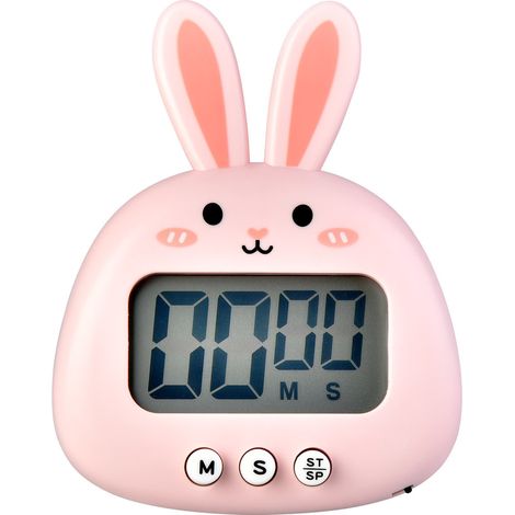 Minuteur de cuisine lapin rose (magnétique + compte à rebours) - Réveil magnétique Année du Lapin (1/4)
