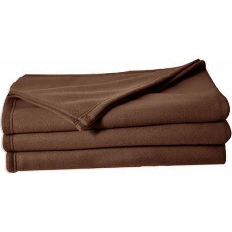 Couverture - POYET MOTTE - Choco - 210 x 230 cm - Microfibre - Douce et légère