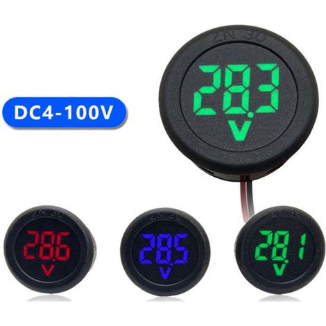 Voltmètre automobile à deux fils avec affichage LED, connexion inversée pour les professionnels (1/4)