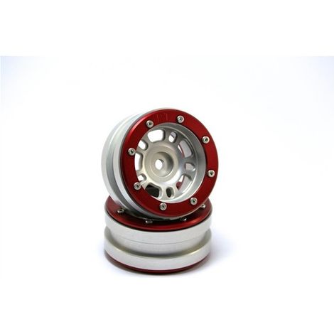 Beadlock Wheels PT- Distractor Silver/Red 1.9 (2 pcs)