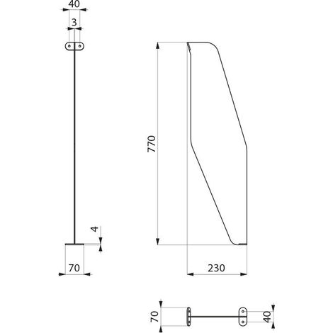 Delabie Schamwand für Urinalrinne LP bodenstehend Edelstahl 1.4301 sat