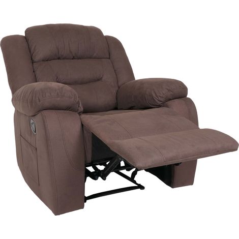 [NEUWERTIG] Fernsehsessel HHG-021, XXL Relaxsessel TV-Liegesessel Nosagfederung Wildleder-Optik Stoff/Textil bis 200kg braun