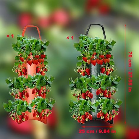2 Sachets de plantation, 6 trous, plastique, poignée, culture verticale, fraises, légumes, balcon (1/5)