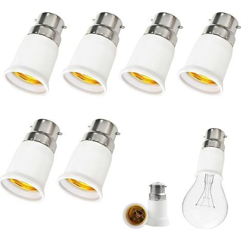 Adaptador de 6 piezas B22 a E27, adaptador de bombilla de bayoneta a rosca, convertidor de casquillo de rosca B22 a E27, 0-250V, para bombillas LED, incandescentes, halógenas y CFL para iluminación. (1/4)