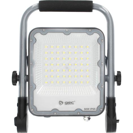 Proiettore LED in alluminio con supporto mobile 50W 6500K IP65 Grigio