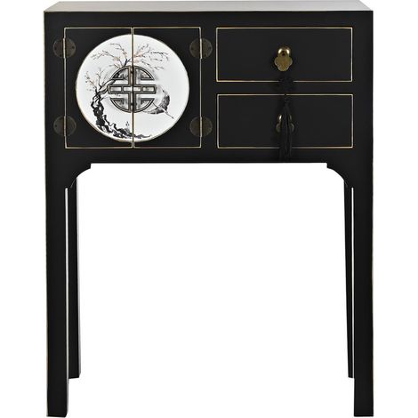 Table console en bois de sapin et MDF coloris noir - Longueur 63 x Profondeur 28 x hauteur 83 cm -PEGANE- (1/5)