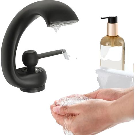 Grifo tipo cascada, diseño moderno, accionamiento monomando, color negro. (1/2)