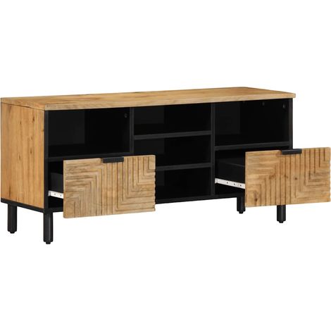 Meuble TV Banc TV Meuble de rangement - marron 100x33x46 cm bois massif de manguier fr2484 - Maison La Vie