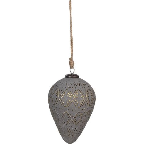 Boule de Noël Décorative en Verre Gris pour Décoration de Sapin de Noël Ø 13 x 21 cm - PANGIVO