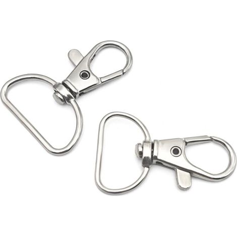 [JAMAIS UTILISÉ]Lot de 50 fermoirs mousquetons pivotants avec anneau en D pour sacs, cordons, porte-clés, chaînes de chiot (1/4)