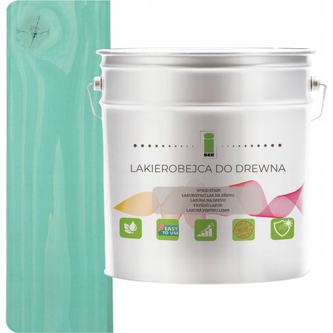 Teinture pour bois menthe hydrophobe inodore satinée 3 en 1 5 L H1441 (1/5)