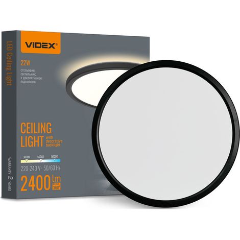 Lámpara de techo LED con retroiluminación decorativa Videx DL5R 22W 220V Negra (1/5)