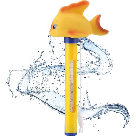 Swimming Pool Thermometer, Floating Thermometer, Floating Pool Thermometer, Pool Thermometer with String, Accurate and Easy Water Temperature Readings (Small Yellow Fish) (1/5)