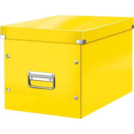 Leitz Click & Store WOW Scatola Archivio Cubo Grande, per Mantenere la Casa e l'Ufficio in Ordine, Giallo, 61080016 (1/5)
