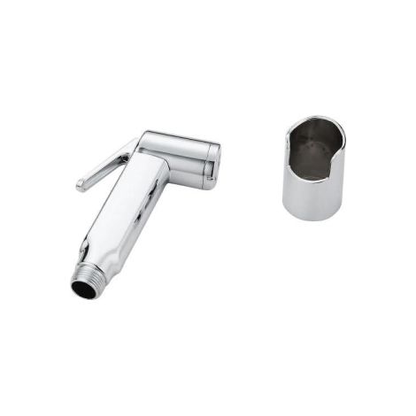 Doccetta shut-off cromata in ABS compresa di supporto a muro accessorio bagno wc (1/2)