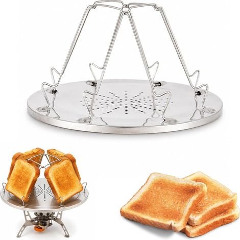 Grille-pain de camping pour réchaud à gaz, grille-pain de camping  Support à toast pliable pour familles, pour cuisinière à gaz, extérieur, pique-nique, voyage, camping-car, pliable (1/5)