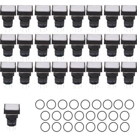 Lot de 25 interrupteurs à bouton-poussoir industriels autobloquants avec voyant lumineux, 220 V CA, pour machines-outils (1/5)