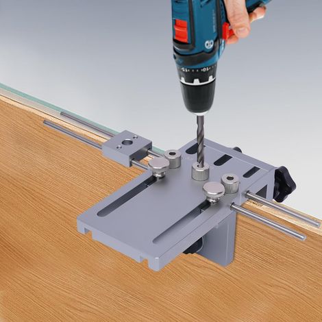 Gabarit de Perçage 3 en 1 6/8/10 mm - Outil de Positionnement pour le Travail du Bois - Chevilles - Perforation Précise - Taille du Trou Positif (1/5)