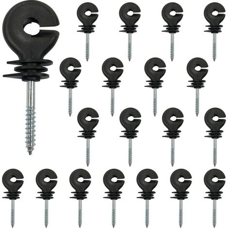 Electric Fence Insulator for Animal Husbandry, 50Pcs M6 Thread Electronic Electric Fence Insulator Nails Screw-in Electric Fence Insulator for Tetragon, Round Tube (1/5)