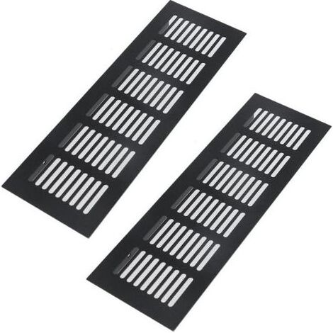 Grilles de ventilation pour sols, armoires, murs et plafonds - Grilles robustes en aluminium antirouille, lot de 2, noires, profil 80250 mm (1/4)