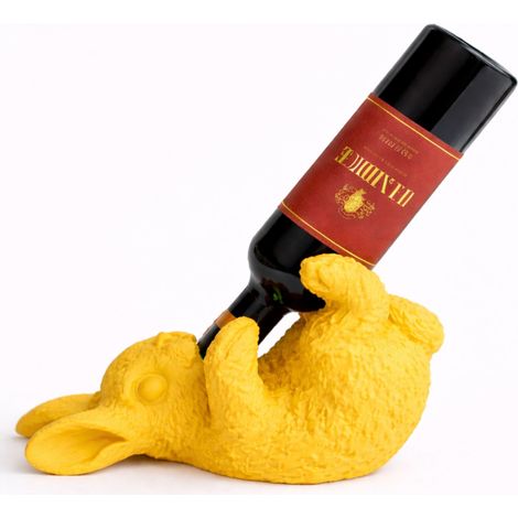 Portabottiglie a forma di coniglio giallo, decorazione da tavolo 3D