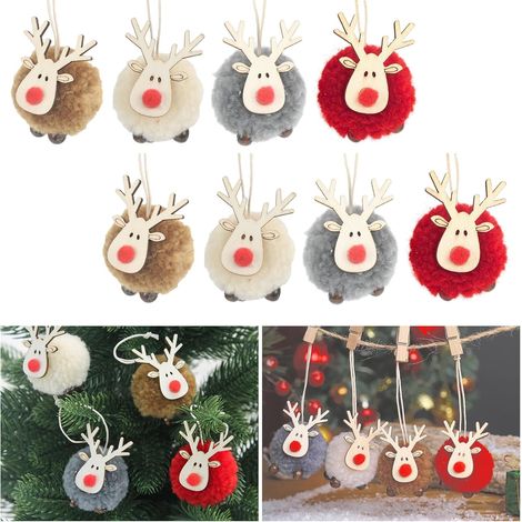 Pack of 8 Christmas Decorations, Christmas Tree Decoration, Elk Christmas Decorations, Decorative Christmas Tree Baubles, Pendant Snowflakes Decoration for Christmas, Christmas Tree, Door, Wall, Bed o (1/5)