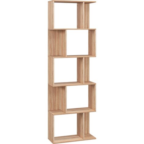 Bibliothèque design 5 étagères CARTAXO effet bois clair (1/5)