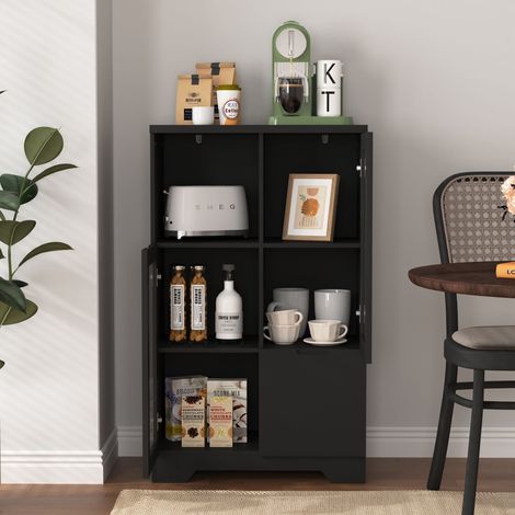 Credenza da cucina 2 ante 1 cassetto, vetrina da soggiorno, spazio aperto, MDF, 65×30×100cm, nero (1/5)