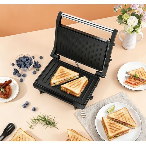 Appareil à panini Aigostar antiadhésif double chauffe, électrique multifonction compact rapide, idéal pour petit déjeuner maison