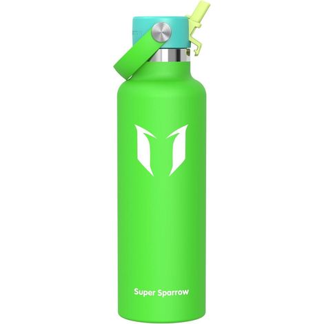 Trinkflasche Edelstahl Strohhalm BPAFrei 350ml 750 ml C- Apfelgrün (1/4)
