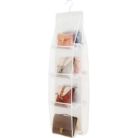 Sac de Rangement Suspendu pour Sac à Main - Organisateur d'Armoire avec 8 Poches, Gain de Place pour Femmes, 113 x 34,3 cm, Blanc (1/4)