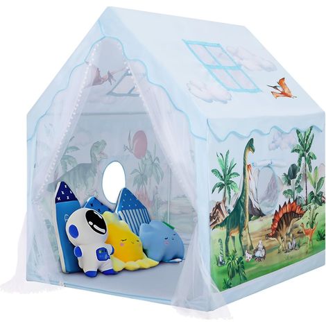 Tente de Jeu Enfants, Cabane Enfant Interieure avec Fenêtres et Sac de Transport, Tente Enfant Interieur et Extérieur, Cadeau d'anniversaire pour Filles Garçons 120×100×130 cm, Volcan Dinosaure