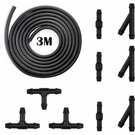 Tuyau Lave-Glace - 3 M - Raccords T Y I - Kit Réparation Essuie-Glace pour Voiture - 9 Pièces (1/5)