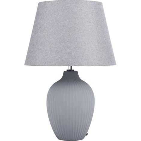 Lámpara de mesa de cerámica gris 52 cm pantalla de lino retro sala de estar dormitorio Fergus (1/5)