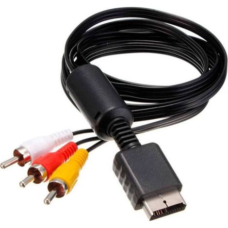 Câble Audio Vidéo AV RCA - OCIODUAL - PS1 PS2 PS3 - 1,8 m - Compatible consoles - Noir (1/4)