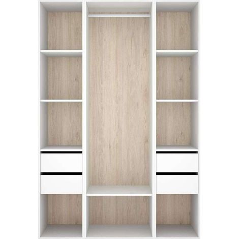 Vestidor Sofia 4 cajones y trasera reversible en blanco/natural, 204.5cm(alto) 119.5cm(ancho) 45cm(fondo)