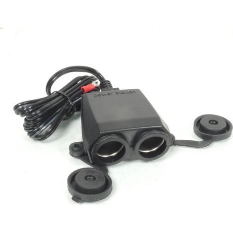 Double prise allume cigare Ø20mm 12V 10A 1.4m HEBE pour moto (1/5)