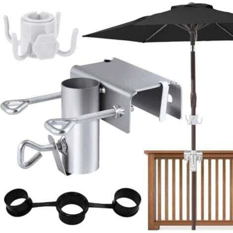 Support parasol balcon, Pied de Parasol Balcon Réglable ø 25-38 Mm, Fixation Parasol Balustrade pour Balcon et Terrasse (1/4)